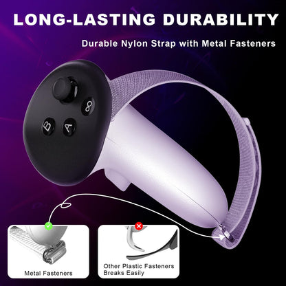 Mayue Controller Grips Cover for Meta/Oculus Quest 3 - Non-Slip Handles, Adjustable Strap, White, VR01 Model