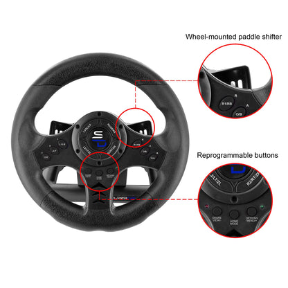 SUBSONIC Superdrive SV450 Racing Steering Wheel with Pedals for Xbox, PS4, PC - Black - Model SA5426-NG