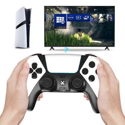 larytech Wireless Game Controller for PS5 - 6-Axis Gyro, Turbo, Dual Vibration, White