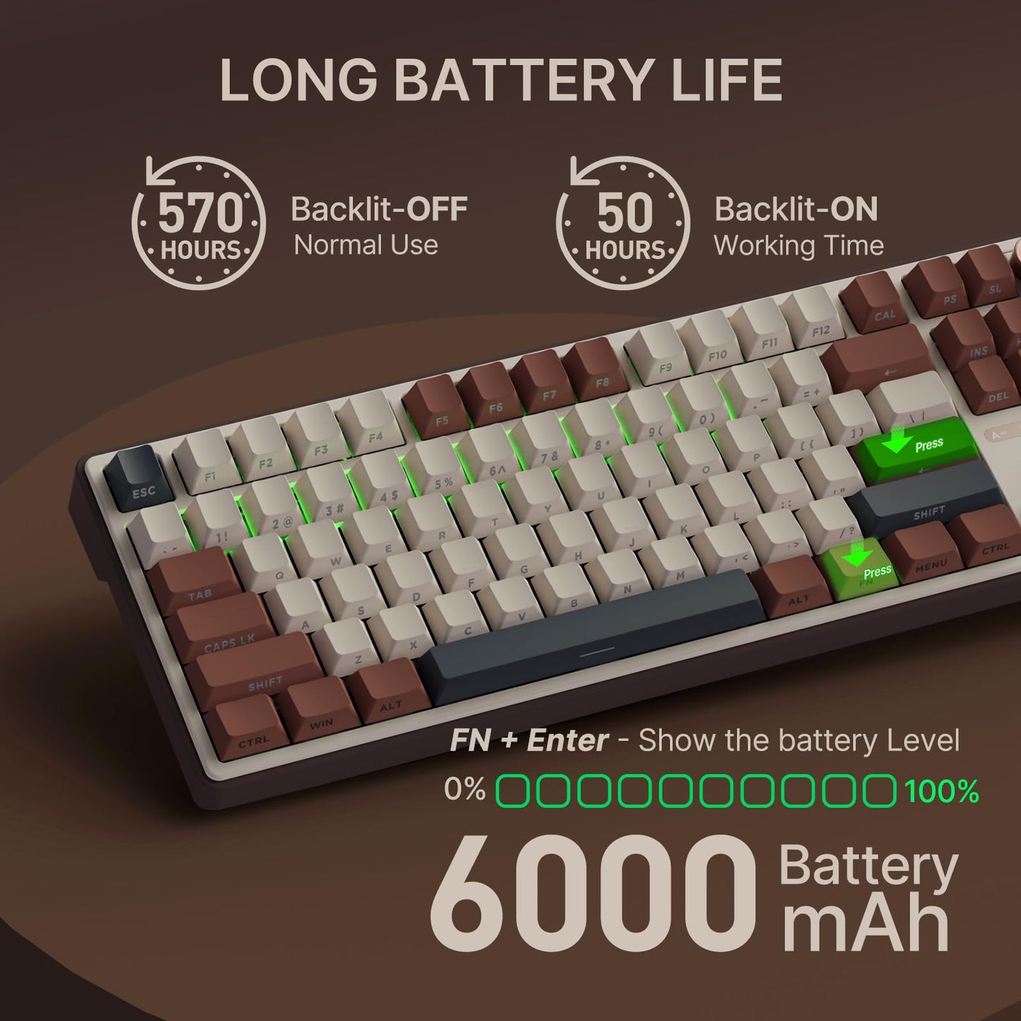 RK ROYAL KLUDGE R87 Pro Wireless Mechanical Keyboard, 75% RGB, Gasket Hot Swappable, Bluetooth/2.4G, Brown PBT Keycap