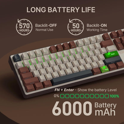 RK ROYAL KLUDGE R87 Pro Wireless Mechanical Keyboard, 75% RGB, Gasket Hot Swappable, Bluetooth/2.4G, Brown PBT Keycap