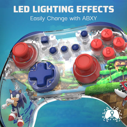 PDP REALMz Wireless Pro Controller for Nintendo Switch - Customizable LED, 40-Hour Battery, Sonic Green Hill Zone Edition