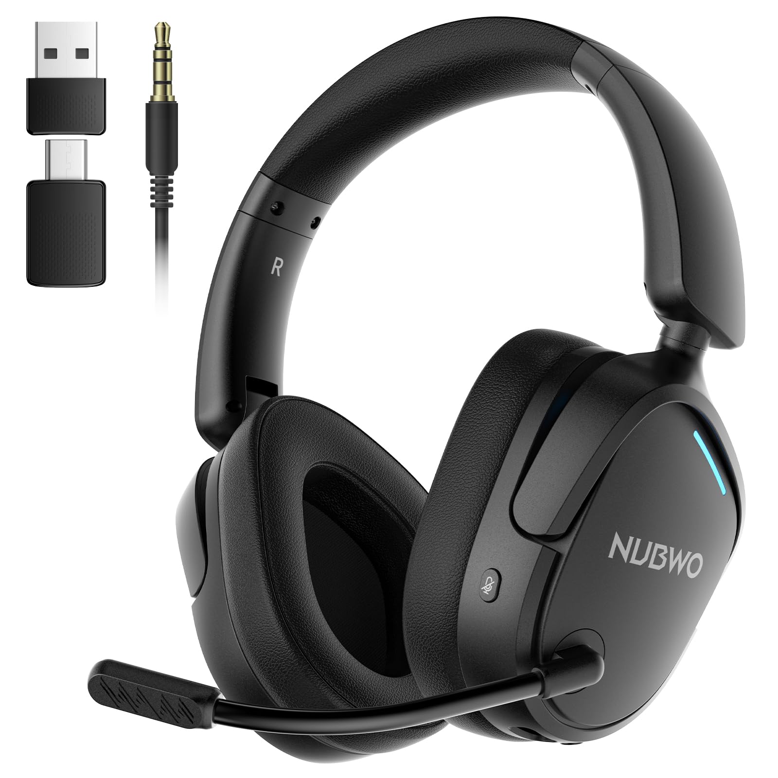 NUBWO Wireless Gaming Headset for PS5  PC  PS4 - Dual 2.4G & Bluetooth Simultaneous Gaming Headphones  EQ Sound Modes  Noise-Canceling Mic  80-Hour Battery  Comfortable Foldable & Travel Design