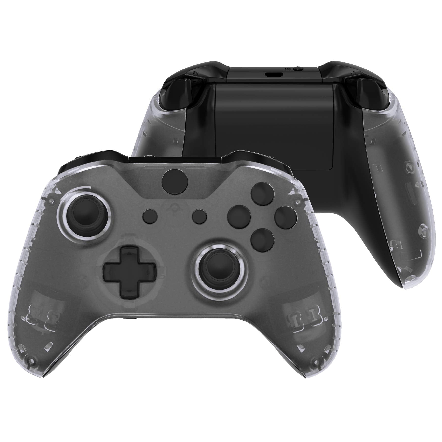 eXtremeRate Transparent Clear Faceplate Side Rails for Xbox One Wireless Controller Model 1708  Replacement Front Housing Shell Panels for Xbox One X & One S Controller