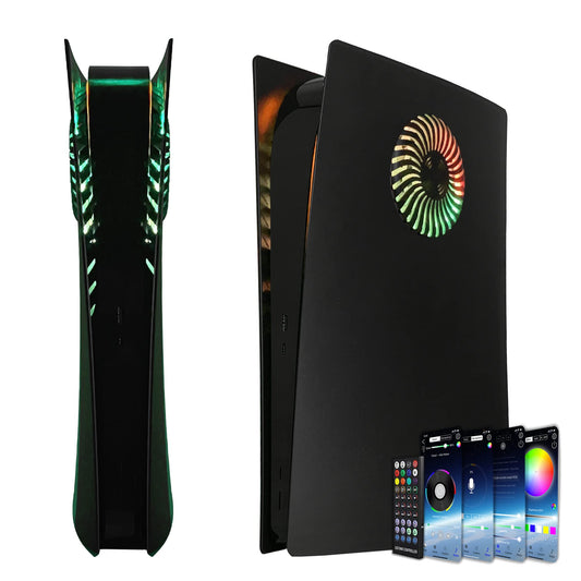 Faceplate with RGB Light remove for PS5 Digital Edition DOBEWINGDELOU 400+ Effects LED Light Ring Console Cover for PS5 Digital Edition DIY Decoration Kit Accessories Black