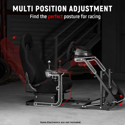 Dardoo G29 Racing Simulator Cockpit - Compatible with Logitech/Thrustmaster/Fanatec - Model NO.37 - Black Seat