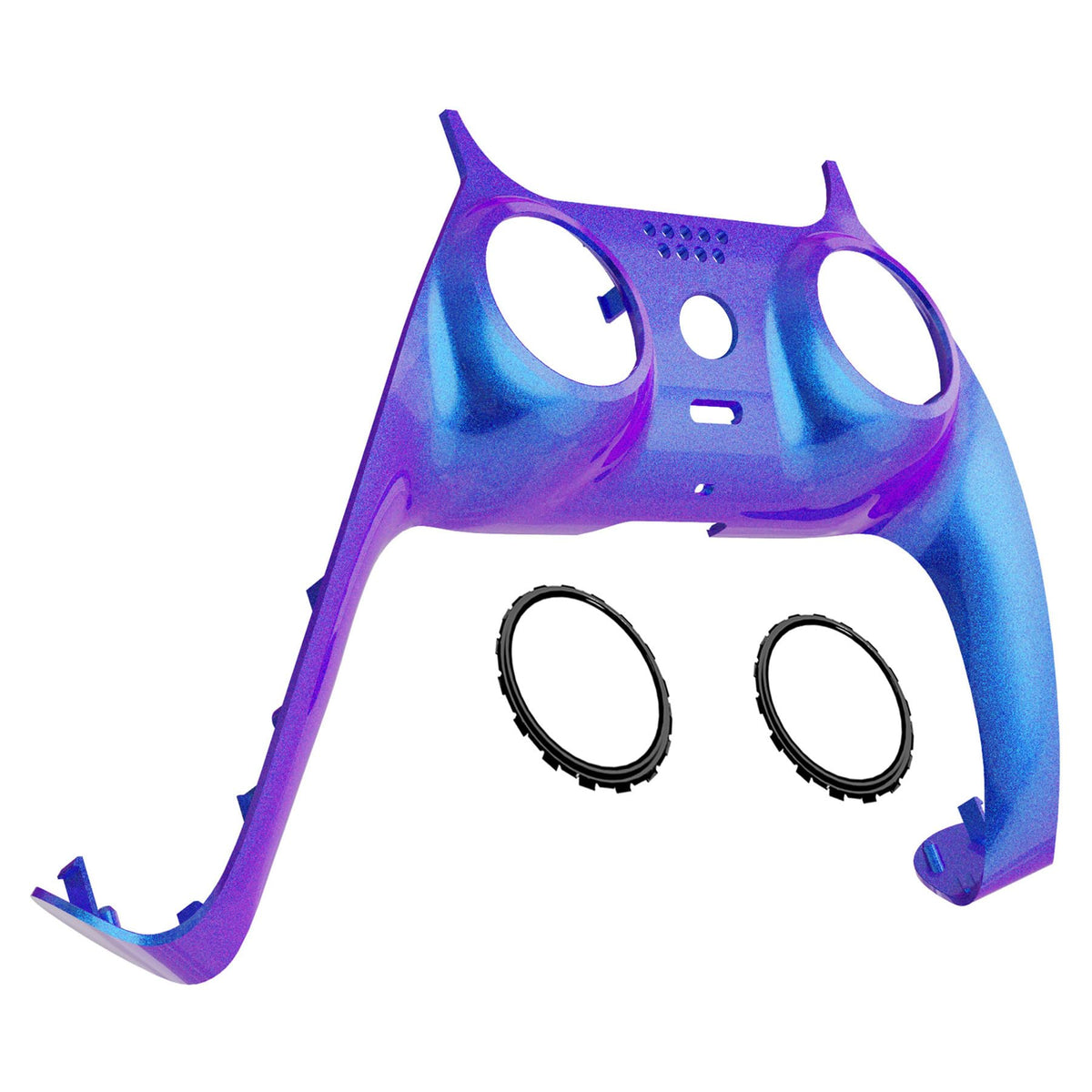 eXtremeRate Chameleon Purple Blue Glossy Decorative Trim Shell Compatible with p s 5 Controller  DIY Replacement Clip Shell  Custom Plates Cover Compatible with p s 5 Controller with Accent Rings
