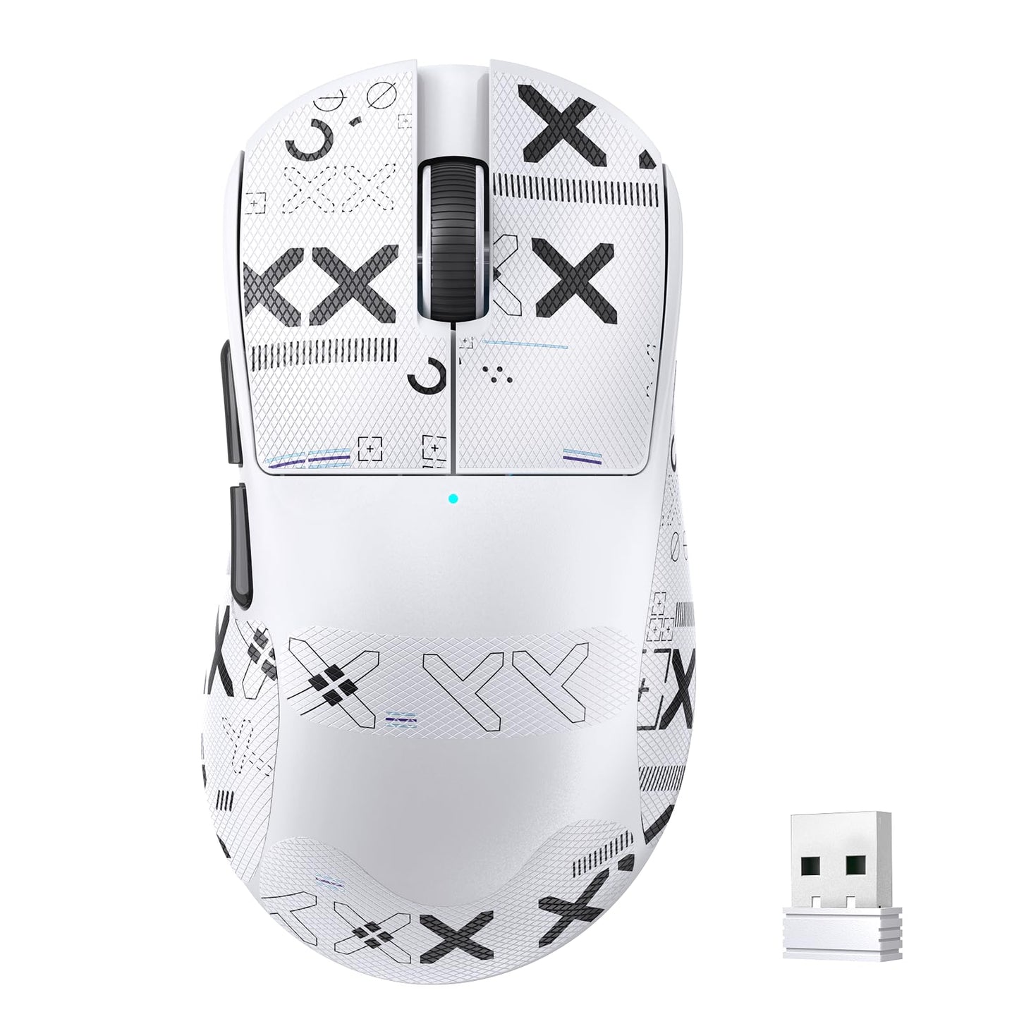 ZIYOU LANGMagic-Refiner X2 Lightweight Wireless Gaming Mouse Tri-Mode(2.4G/Wired/BT) 25KDPI PAW3311 Optical Sensor 1000Hz Polling Rate 500mAh 69g Ergonomic Mice for Medium-Large Hands-White&Sticker