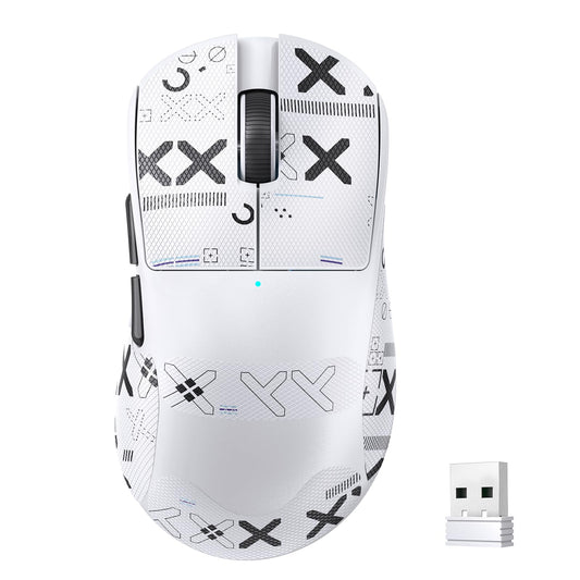 ZIYOU LANGMagic-Refiner X2 Lightweight Wireless Gaming Mouse Tri-Mode(2.4G/Wired/BT) 25KDPI PAW3311 Optical Sensor 1000Hz Polling Rate 500mAh 69g Ergonomic Mice for Medium-Large Hands-White&Sticker