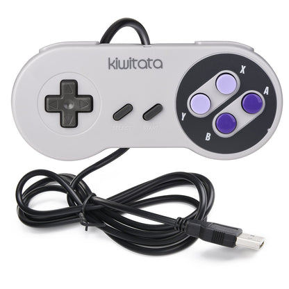 KIWITATA SNES USB Controller for PC & Mac - 2 Pack Grey/Purple - Retro Gaming, Model K-Y-D002-024-KI