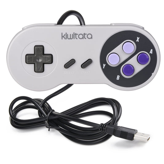 KIWITATA SNES USB Controller for PC & Mac - 2 Pack Grey/Purple - Retro Gaming, Model K-Y-D002-024-KI