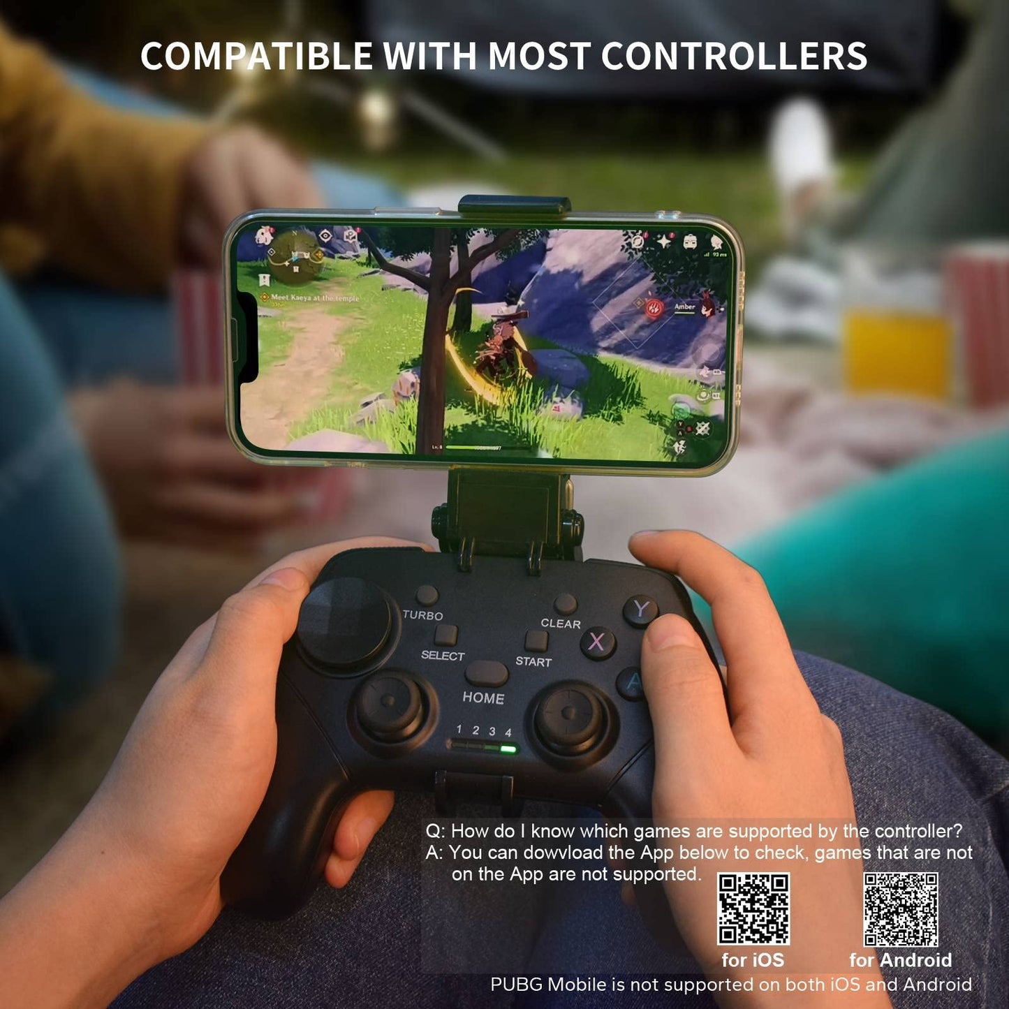 arVin Game Controller for iPhone/Android/PC - Wireless Joystick, Turbo Feature, Black, Compatible with iPhone 15/14/13 and More