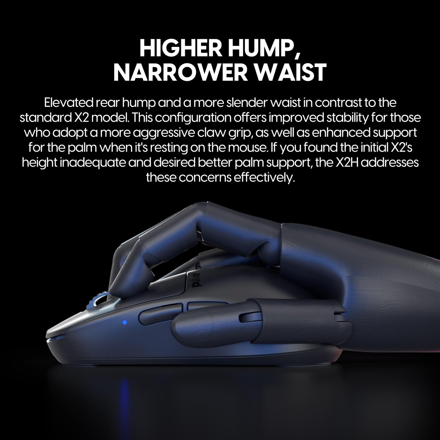 Pulsar Gaming Gears X2H eS Wireless Gaming Mouse, Optical Switch, OLED Display, Medium, Black, Model PX2HES21