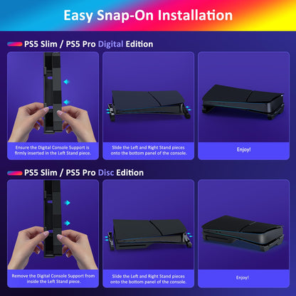 NexiGo Horizontal Stand for PS5 Slim/Pro Console, Minimalist Design, Black, Model 3561 BLK