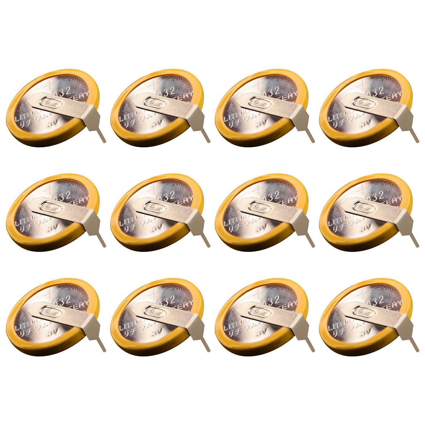 taessv CR2032 Battery Pack - 12 Count 3V Lithium Batteries with Solder Tabs for SNES, N64, Gameboy Replacement