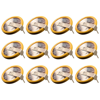 taessv CR2032 Battery Pack - 12 Count 3V Lithium Batteries with Solder Tabs for SNES, N64, Gameboy Replacement