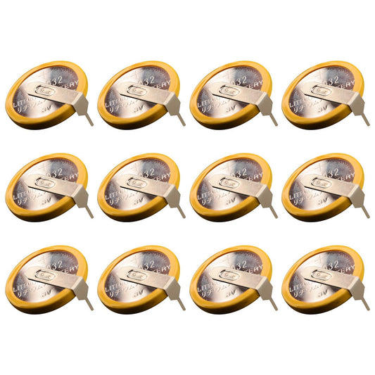 taessv CR2032 Battery Pack - 12 Count 3V Lithium Batteries with Solder Tabs for SNES, N64, Gameboy Replacement