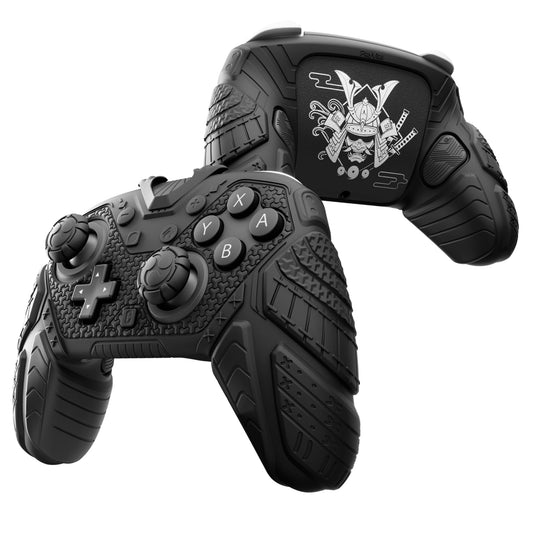 PlayVital for Nintendo Switch 2 Pro Controller Skin Cover - Samurai Armor Edition Silicone Case for Switch 2 Pro Controller with Back Button Caps & Thumb Grip & Sticker  Shockproof - Black