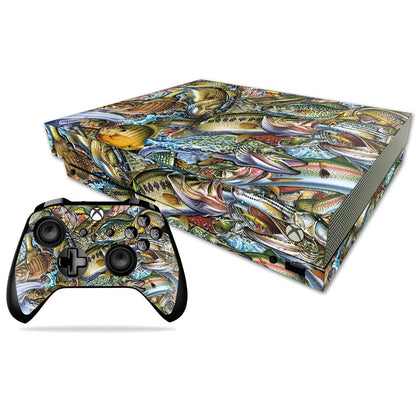 MIGHTY SKINS Xbox One X Skin - Action Fish Puzzle Vinyl Decal Wrap, Durable & Protective, Easy to Apply, Model MIXBONXCMB-Action Fish Puzzle