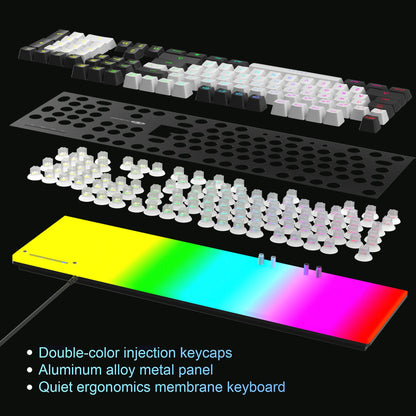 MageGee Gaming Keyboard and Mouse Combo - RGB Backlit, 104 Keys, USB Wired, Quiet, White/Black