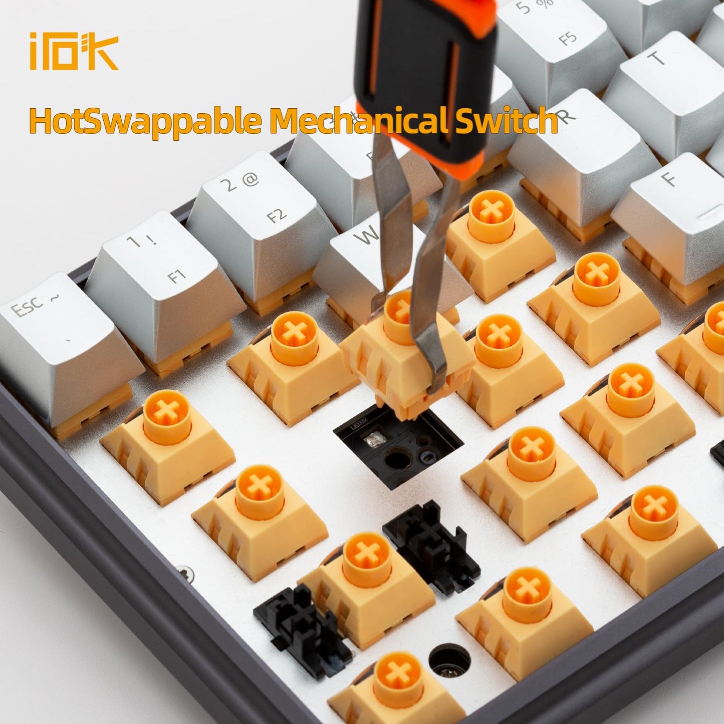 IROK CD67 RGB 60% Mechanical Gaming Keyboard - Hot-Swappable Red Switches, Wired, Full Metal Enclosure, Silver