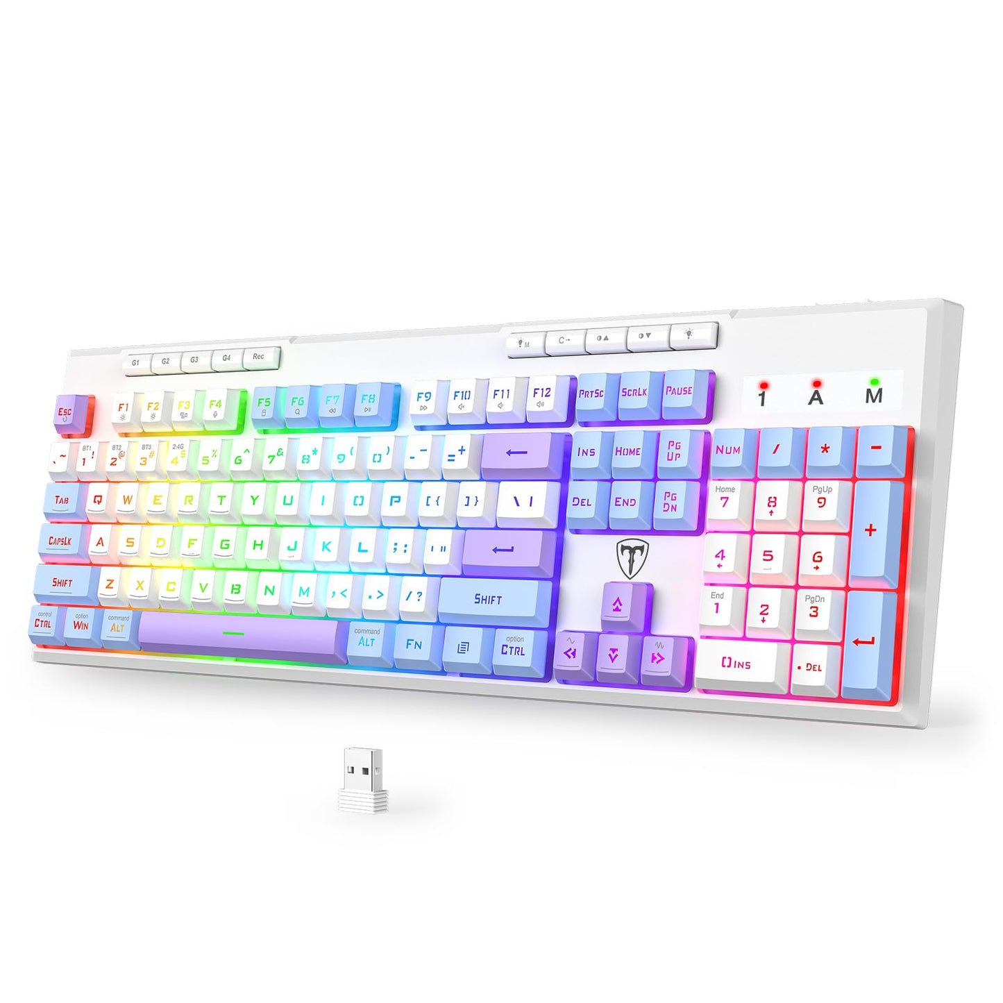 RisoPhy Wireless Gaming Keyboard  Tri-Mode BT5.0/2.4GHz/USB-C  RGB Light up Backlit Keyboards  Customizable Macro Keys  26 Anti-ghosting Keys  4000mAh Battery  Creamy Computer Keyboards