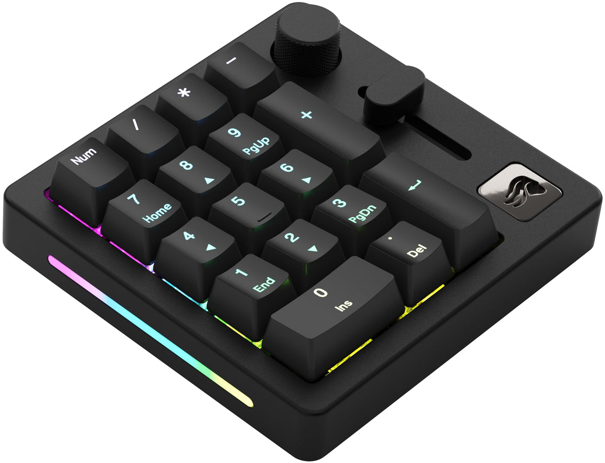 Glorious GMMK Macro Pad - Black Mechanical Numpad - 10 Key USB Keypad - Hotswap  Programmable Volume Knob  RGB Backlit  Wired & Wireless Bluetooth- Gaming Keyboard Number Pad