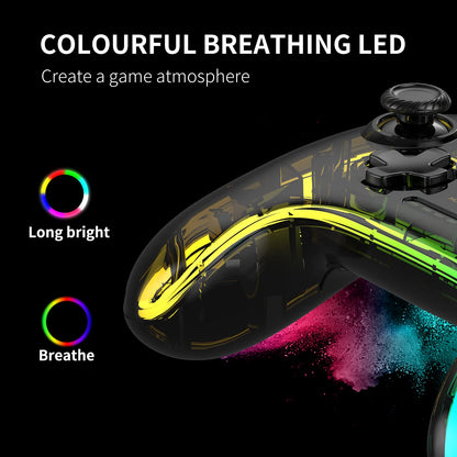 Manba Switch Pro Controller - Wireless, Turbo Support, Adjustable LED, Compatible with Switch/Switch Lite/OLED, Black (Model: STK-7039RG)