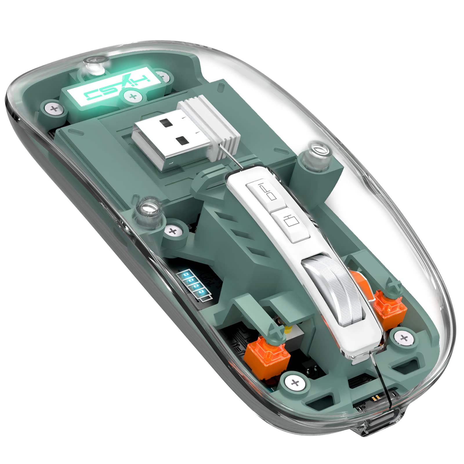 A.JAZZ Wireless Mini Bluetooth 5.1 Mouse - Rechargeable, Silent, Green, Model cdn4981