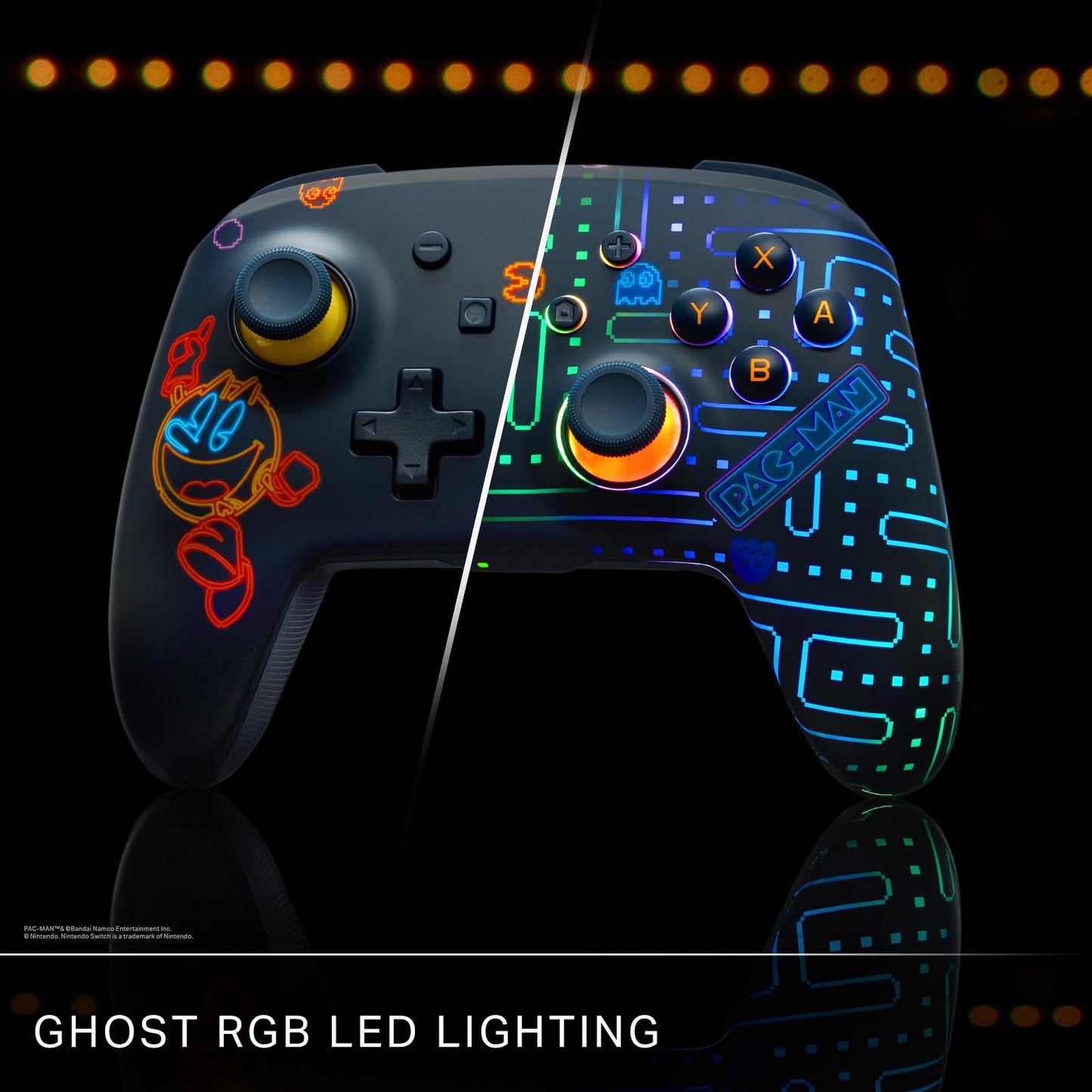 PowerA Enhanced Wireless Controller for Nintendo Switch - Lumectra PAC-MAN Neon Arcade, Bluetooth, Rechargeable, Model NSGP0458-01