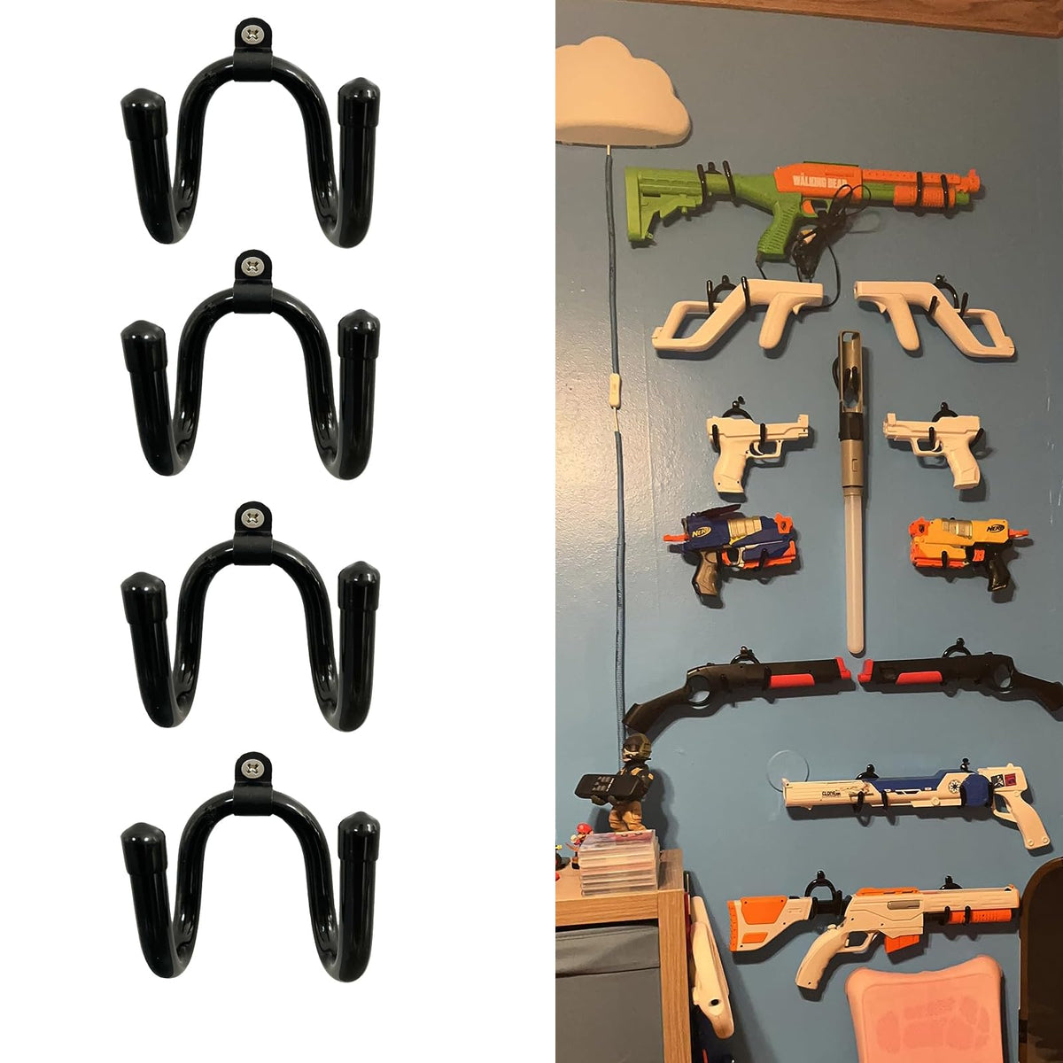 Pmsanzay 4 Pack Universal Game Controller Organizer Wall Rack Wall Mount Wall Clip Wall Hanger Wall Holder Stand for Nintendo Wii Remote Controller Wii Accessories - NO Controller