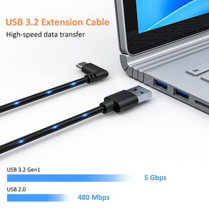 NexiGo 16FT Link Cable - USB 3.2 Gen1 Type C to A, Fast Charging, High-Speed Data Transfer, Compatible with Oculus Quest, Black