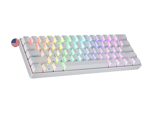 Ranked N60 Nova 60% Mechanical Gaming Keyboard | Hot Swappable | 61 Keys RGB LED Backlit | Gateron Yellow Switches | White Color