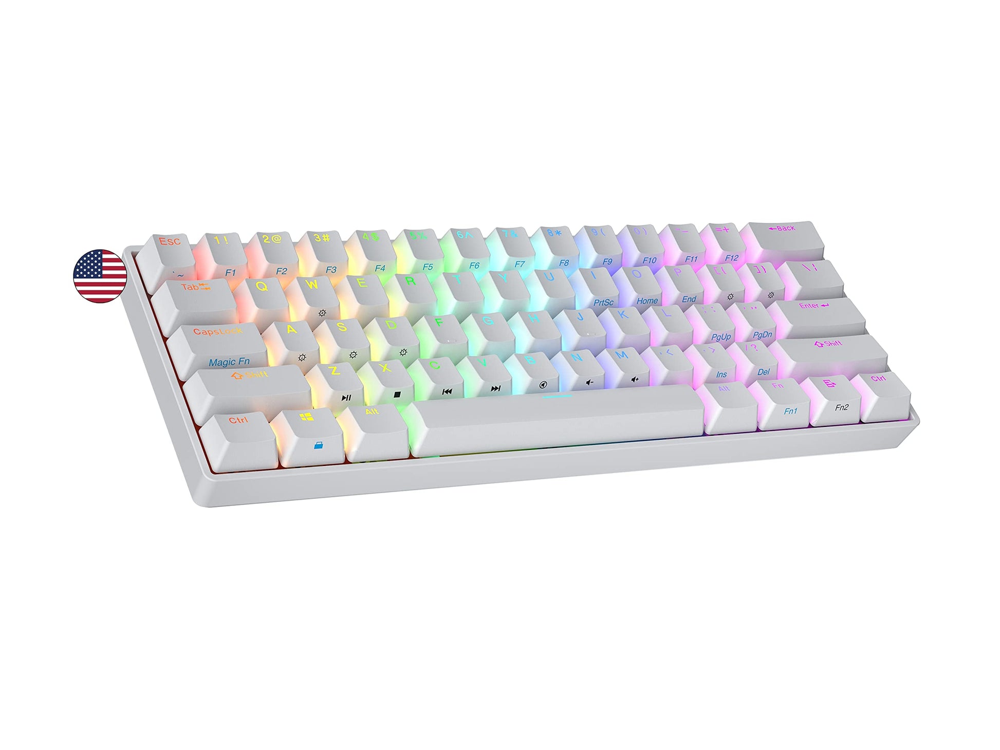 Ranked Nova 60% Mechanical Gaming Keyboard | Hot Swappable | 61 Keys RGB Backlit | White | Gateron Pro Brown