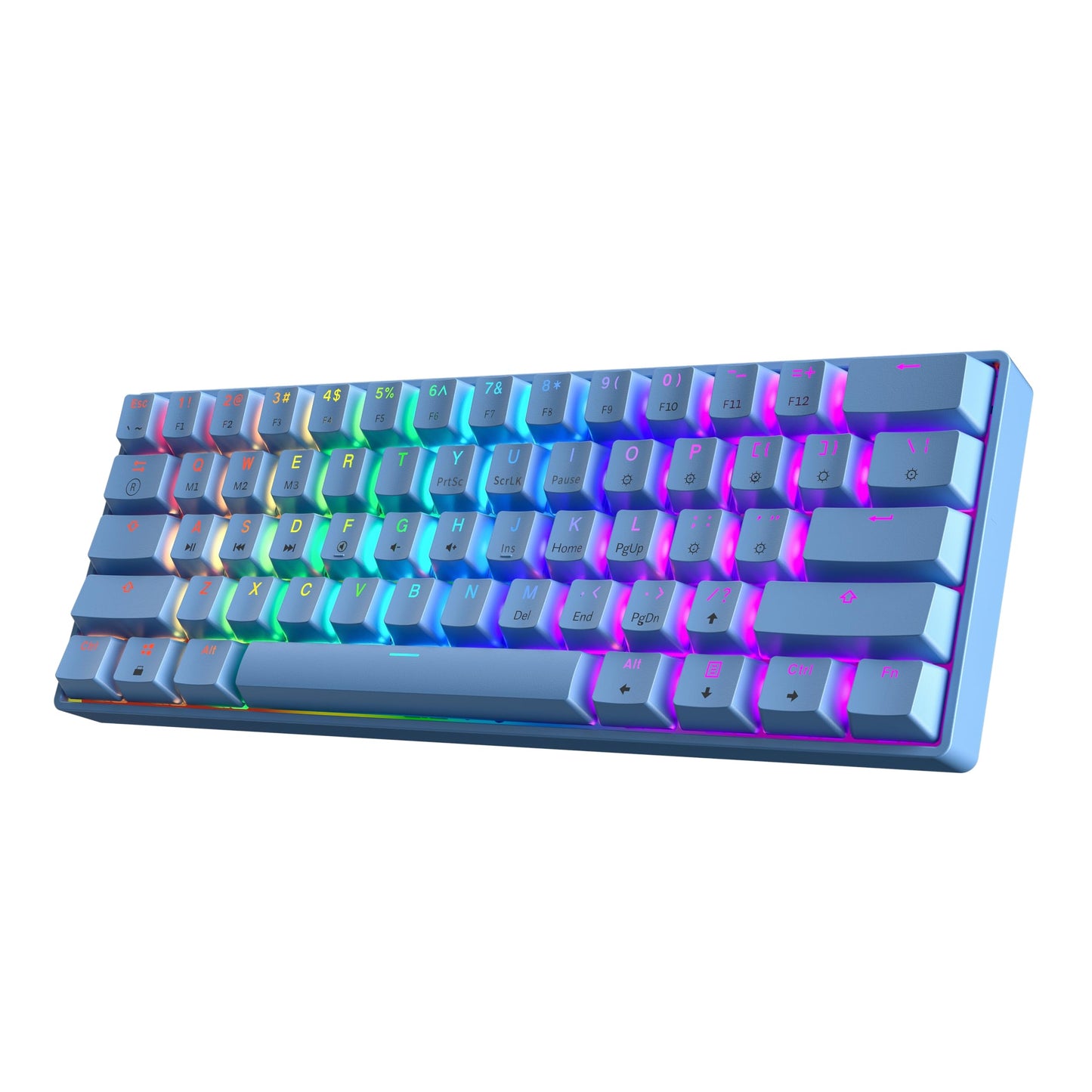 HK GAMING GK61 60% v3 | Hotswap Mechanical Gaming Keyboard | 61 Keys Multi Color RGB LED Backlit for PC/Mac Gamer | US Layout (Blue  Cherry Mx Red)