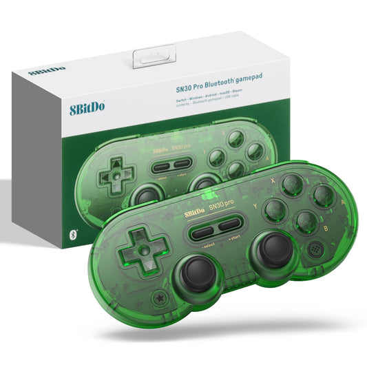 8Bitdo SN30 Pro Wireless Bluetooth Controller with Joysticks beverageble Vibration USB-C Cable Gamepad Compatible with Switch Windows  Mac OS  Android  Steam (Jade Green)