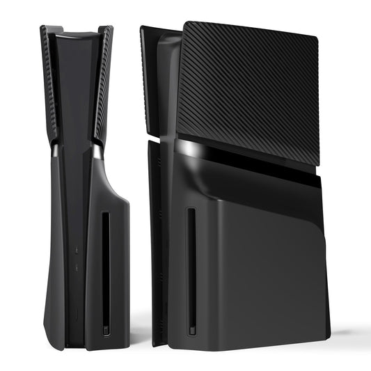 eXtremeRate eXcover Console Replacement Top Bottom Cover Compatible with ps5 Slim Disc Edition  Side Panel Faceplate Back Plate with Cooling Vent Shell Compatible with ps5 Slim Disc Console - Black