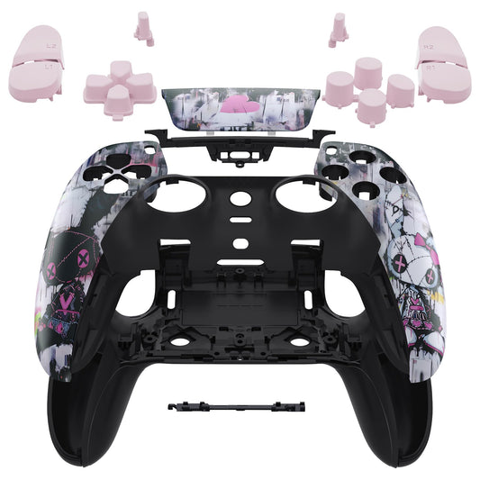 eXtremeRate Full Set Shell Buttons Touchpad Cover Compatible with p s 5 Edge Controller  Lovely Punky Bunny Replacement Decorative Trim Shell Front Back Plates Compatible with p-s-5 Edge Controller