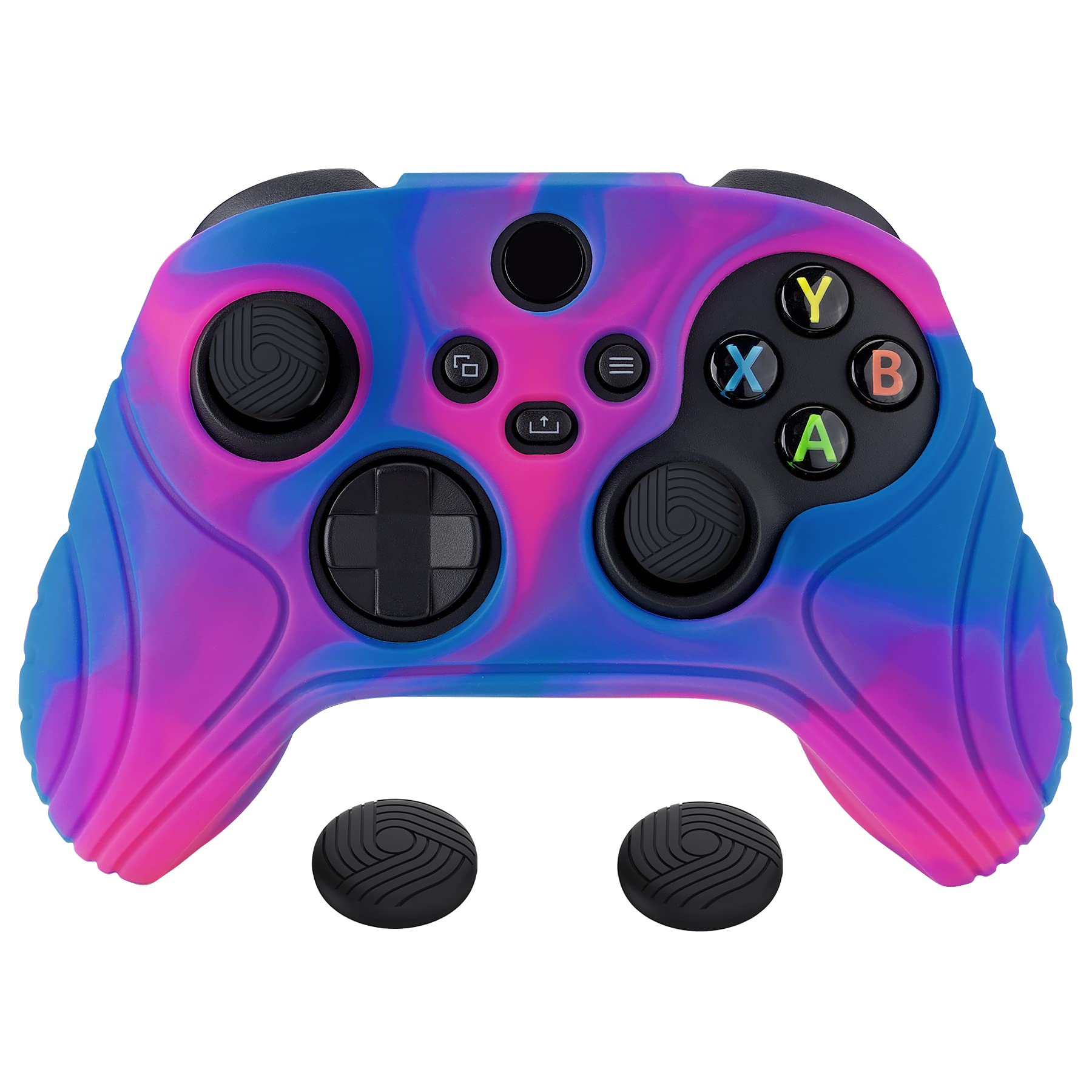 eXtremeRate PlayVital Samurai Edition Anti-slip Controller Grip Silicone Skin for Xbox Core Controller  Ergonomic Protective Case for Xbox Series S/X Controller w/Thumb Grips - Pink & Purple & Blue