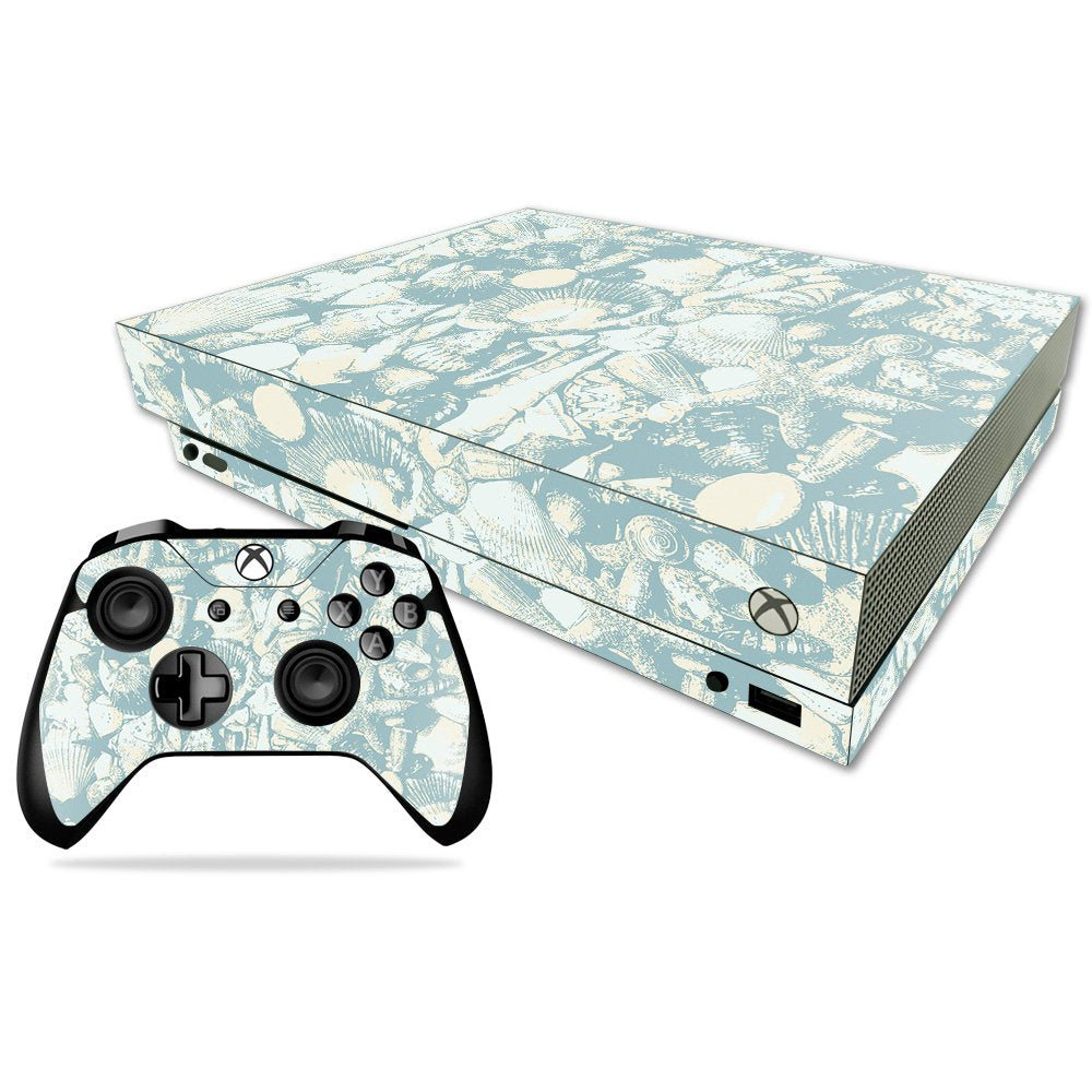 MIGHTY SKINS Xbox One X Skin - Blue Seashells | Durable Vinyl Decal, Easy Apply/Remove, Model MIXBONXCMB