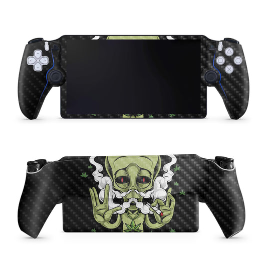 Carbon Fiber Gaming Skin Compatible with PS5 Portal Remote Player - Come in Peace - Premium 3M Vinyl Protective Wrap Decal Cover - Easy to Apply | Crafted in The USA by MightySkins