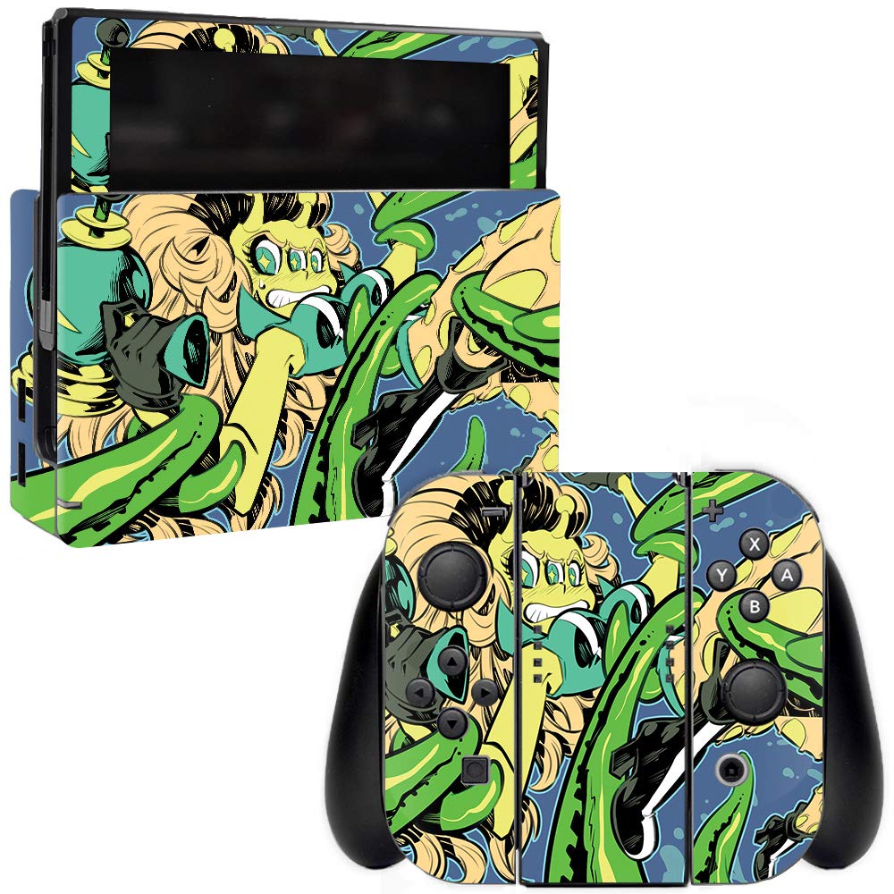 MIGHTY SKINS Nintendo Switch Skin - Alien Battle, Durable Vinyl Decal Wrap, Easy Apply/Remove, Model NISWI-Alien Battle