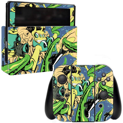 MIGHTY SKINS Nintendo Switch Skin - Alien Battle, Durable Vinyl Decal Wrap, Easy Apply/Remove, Model NISWI-Alien Battle