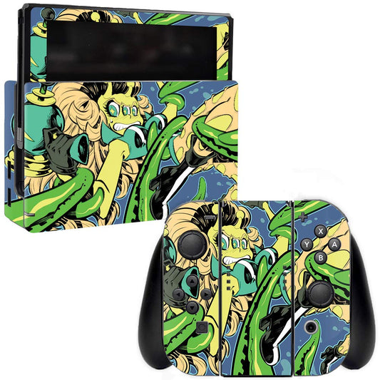 MIGHTY SKINS Nintendo Switch Skin - Alien Battle, Durable Vinyl Decal Wrap, Easy Apply/Remove, Model NISWI-Alien Battle