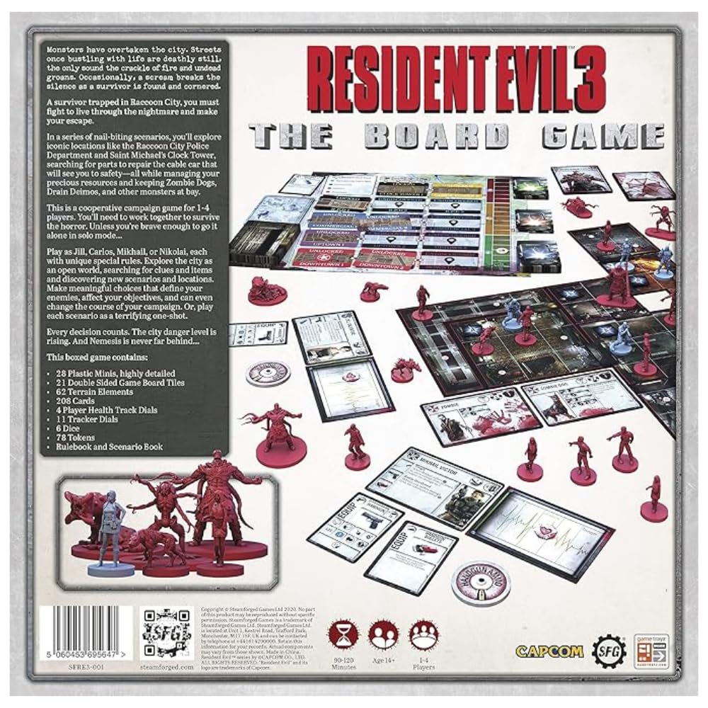 Steamforged Games Resident Evil 3 Board Game - Core Game, Cardboard, Mixed Colours, Model SFRE3-001