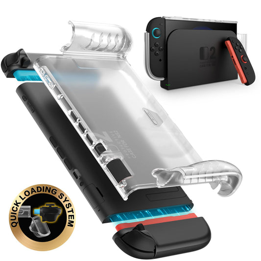 i-Blason for Nintendo Switch 2 Case 2025, Durable Slim Matte Clear Anti-Fingerprint Protective Hard Case with Dockable Comfortab