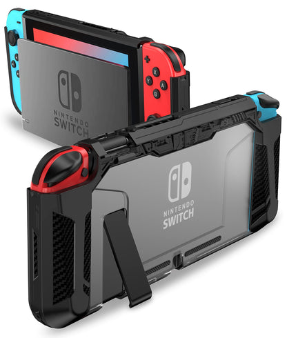 PiMivco Dockable Case for Nintendo Switch - TPU Grip Cover, Shock-Absorption, Anti-Scratch, Black, Model KD-1GFA-25CT