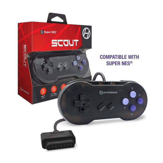 Hyperkin Scout Premium Wired Controller for SNES Gamepad Controller Compatible with Super Entertainment System - Space Black