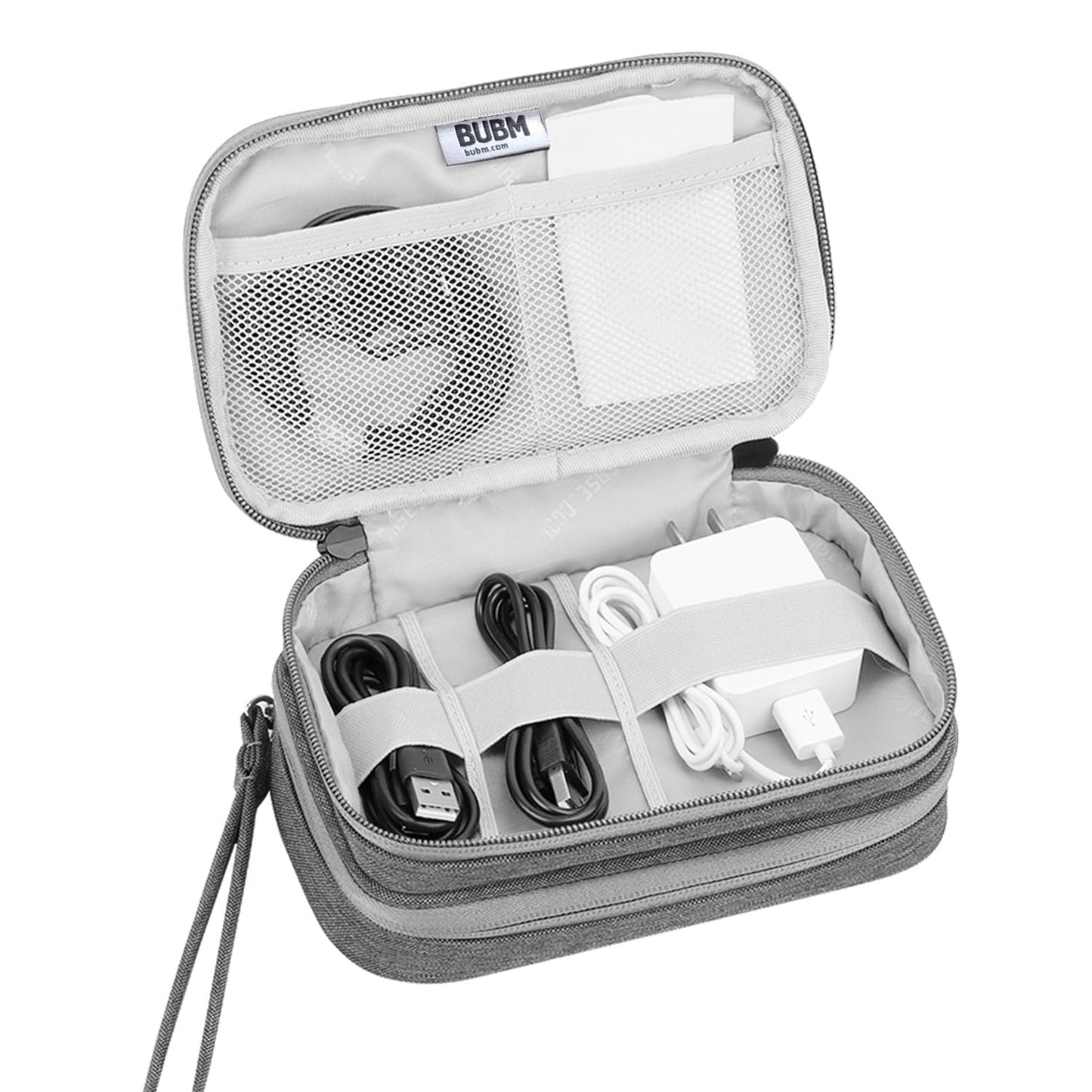 BUBM Double Compartment Storage Case for 3DS/3DS XL/New 2DS XL - Gray Nylon Protective Carrying Bag, Model LBM13002