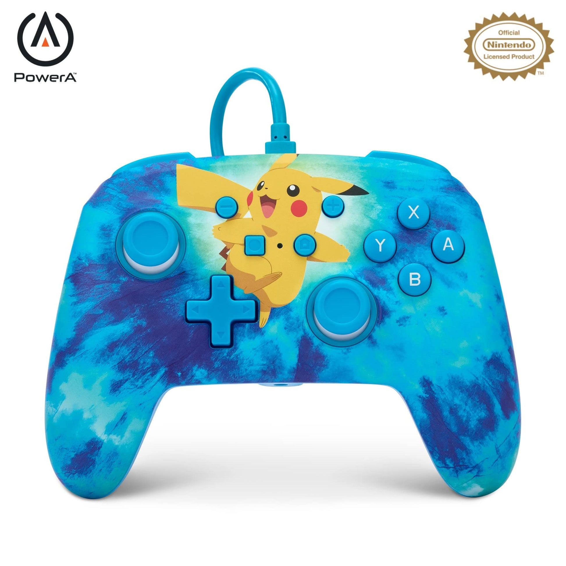 PowerA Wired Controller for Nintendo Switch - Pokémon Tie Dye Pikachu, Mappable Buttons, 10ft Cable, 3.5mm Jack, Model NSGP0090-01